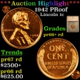 Proof ***Auction Highlight*** 1942 PRoof Lincoln Cent 1c Graded pr66+ rd By SEGS (fc)