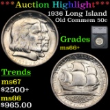 ***Auction Highlight*** 1936 Long Island Old Commem Half Dollar 50c Graded ms66+ By SEGS (fc)