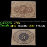 1862 US Fractional Currency 5c First Issue fr-1230 Thomas Jefferson W/ Monigram Grades vf+