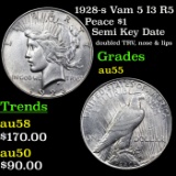 1928-s Vam 5 I3 R5 Peace Dollar $1 Grades Choice AU