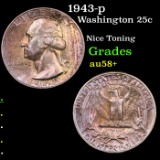 1943-p Washington Quarter 25c Grades Choice AU/BU Slider+