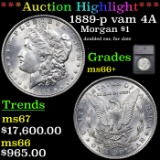 ***Auction Highlight*** 1889-p vam 4A I2 R5 Morgan Dollar $1 Graded ms66+ By SEGS (fc)
