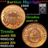 ***Auction Highlight*** 1866 Two Cent Piece 2c Graded GEM Unc RB By USCG (fc)