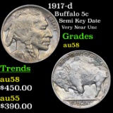 1917-d Buffalo Nickel 5c Grades Choice AU/BU Slider
