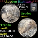 ***Auction Highlight*** 1922-s Peace Dollar $1 Graded ms65+ By SEGS (fc)