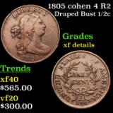 1805 cohen 4 R2 Draped Bust Half Cent 1/2c Grades xf details
