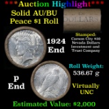 ***Auction Highlight*** AU/BU Slider Shotgun Nevada Invest & Trust Co Peace $1 Roll 1924 & P Ends Vi