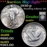 ***Auction Highlight*** 1930-p Standing Liberty Quarter 25c Graded GEM+ Unc By USCG (fc)