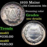 1920 Maine Old Commem Half Dollar 50c Grades Unc Details