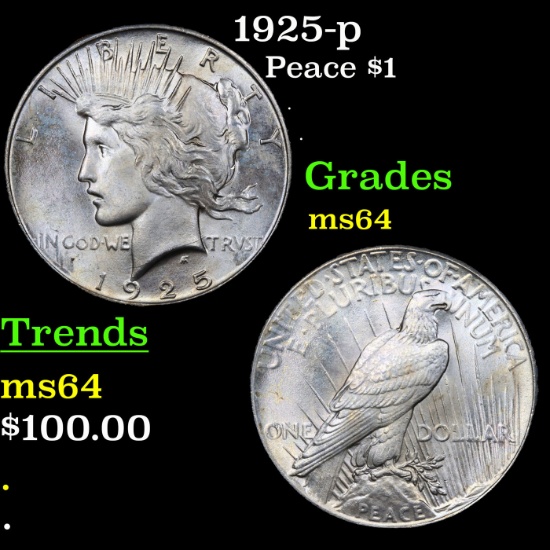 1925-p Peace Dollar $1 Grades Choice Unc