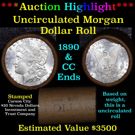 ***Auction Highlight*** 1890 & CC Uncirculated Morgan Dollar Shotgun Roll (fc)