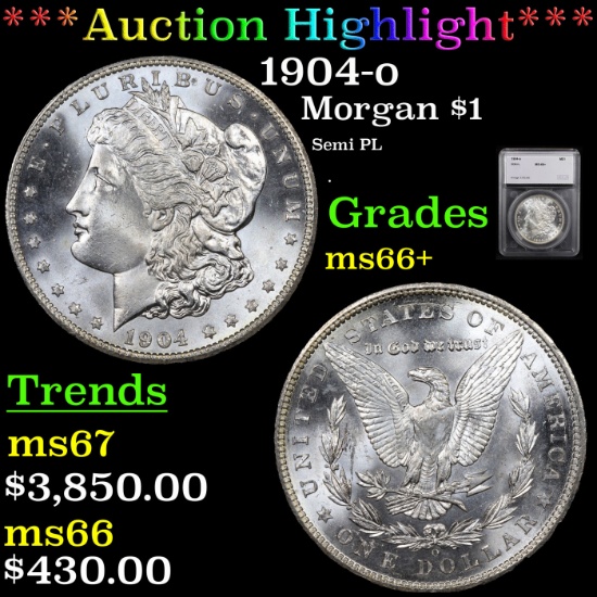 ***Auction Highlight*** 1904-o Morgan Dollar $1 Graded ms66+ By SEGS (fc)