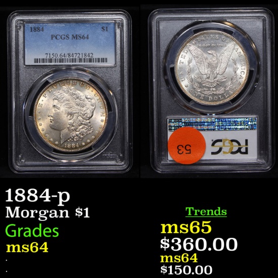 PCGS 1884-p Morgan Dollar $1 Graded ms64 By PCGS