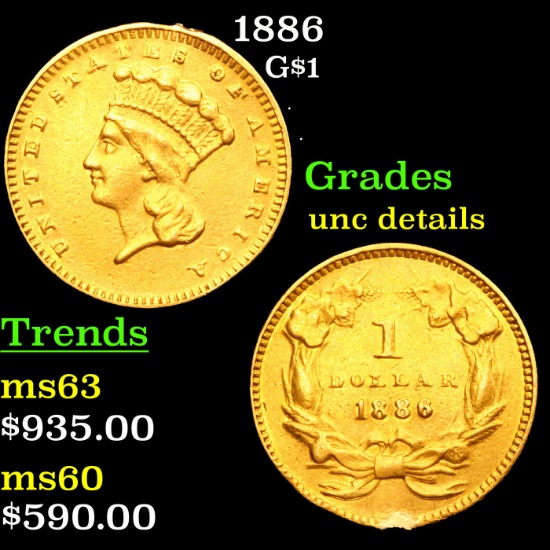 1886 Gold Dollar $1 Grades Unc Details