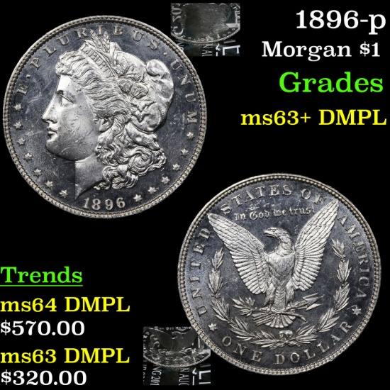 1896-p Morgan Dollar $1 Grades Select Unc+ DMPL
