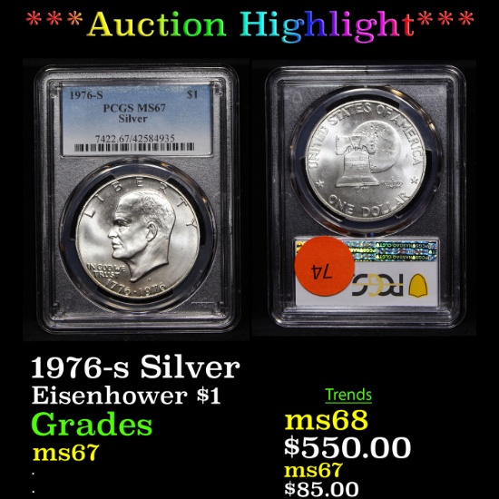 ***Auction Highlight*** PCGS 1976-s Silver Eisenhower Dollar $1 Graded ms67 By PCGS (fc)