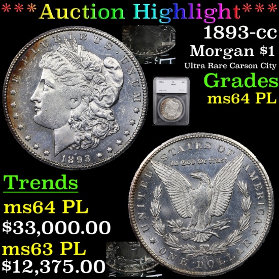 ***Auction Highlight*** 1893-cc Morgan Dollar $1 Graded ms64 PL By SEGS (fc)