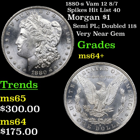 1880-s Vam 12 8/7 Spikes Hit List 40 Morgan $1 Grades Choice+ Unc