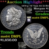 ***Auction Highlight*** 1878-p 7tf Vam 82 I3 R4 Morgan Dollar $1 Graded Choice Unc DMPL By USCG (fc)