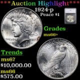 ***Auction Highlight*** 1924-p Peace Dollar $1 Graded ms66+ By SEGS (fc)