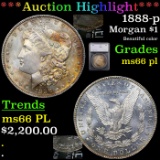 ***Auction Highlight*** 1888-p Morgan Dollar $1 Graded ms66 pl By SEGS (fc)