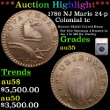 ***Auction Highlight*** 1786 NJ  Maris 24-p Colonial Cent 1c Graded au55 By SEGS (fc)