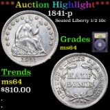 ***Auction Highlight*** 1841-p Seated Liberty Half Dime 1/2 10c Graded Choice Unc By USCG (fc)