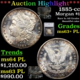 ***Auction Highlight*** 1885-cc Morgan Dollar $1 Graded ms63+ PL By SEGS (fc)