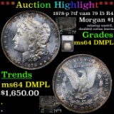 ***Auction Highlight*** 1878-p 7tf vam 79 I5 R4 Morgan Dollar $1 Graded ms64 DMPL By SEGS (fc)