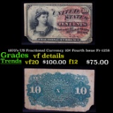 1870's US Fractional Currency 10¢ Fourth Issue Fr-1258 Grades vf details