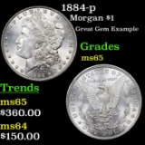 1884-p Morgan Dollar $1 Grades GEM Unc