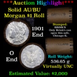 ***Auction Highlight***  AU/BU Slider Brinks Shotgun Morgan $1 Roll 1901 & O Ends Virtually UNC (fc)