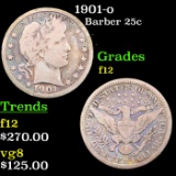 1901-o Barber Quarter 25c Grades f, fine