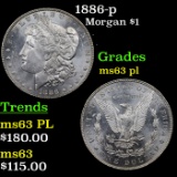 1886-p Morgan Dollar $1 Grades Select Unc PL