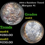 1884-o Rainbow Toned Morgan Dollar $1 Grades Choice Unc