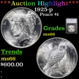 ***Auction Highlight*** 1925-p Peace Dollar $1 Graded ms66 By SEGS (fc)