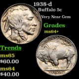 1938-d Buffalo Nickel 5c Grades Choice+ Unc