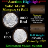 ***Auction Highlight***  AU/BU Slider Brinks Shotgun Morgan $1 Roll 1900 & P Ends Virtually UNC (fc)