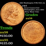 1864 Washington F-PA-750-L-2a Civil War Token 1c Grades Choice AU/BU Slider