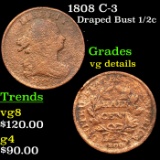 1808 C-3 Draped Bust Half Cent 1/2c Grades vg details