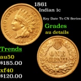 1861 Indian Cent 1c Grades AU Details