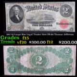 1917 $2 Large Size Legal Tender Note FR-60 Thomas Jefferson Grades f+