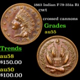 1863 Indian F-79-351a R1 Civil War Token 1c Grades Choice AU