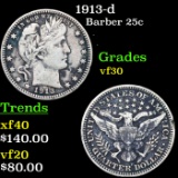 1913-d Barber Quarter 25c Grades vf++