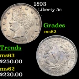 1893 Liberty Nickel 5c Grades Select Unc