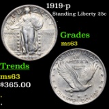 1919-p Standing Liberty Quarter 25c Grades Select Unc