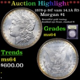 ***Auction Highlight*** 1878-p 8tf vam 14.1A R5 Morgan Dollar $1 Graded Choice Unc By USCG (fc)