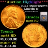 ***Auction Highlight*** 1946-d FINEST KNOWN Lincoln Cent 1c Graded ms68 RD By SEGS (fc)