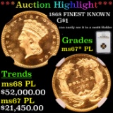 ***Auction Highlight*** NGC 1868 FINEST KNOWN Gold Dollar $1 Graded ms67* PL BY NGC (fc)