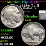 ***Auction Highlight*** 1913-s Ty II Buffalo Nickel 5c Graded au53 By SEGS (fc)